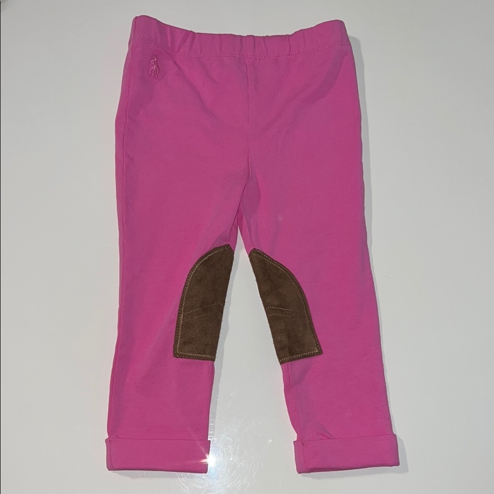 Ralph Lauren Toddler Girls Pants, 18 Month, Pink with Suede